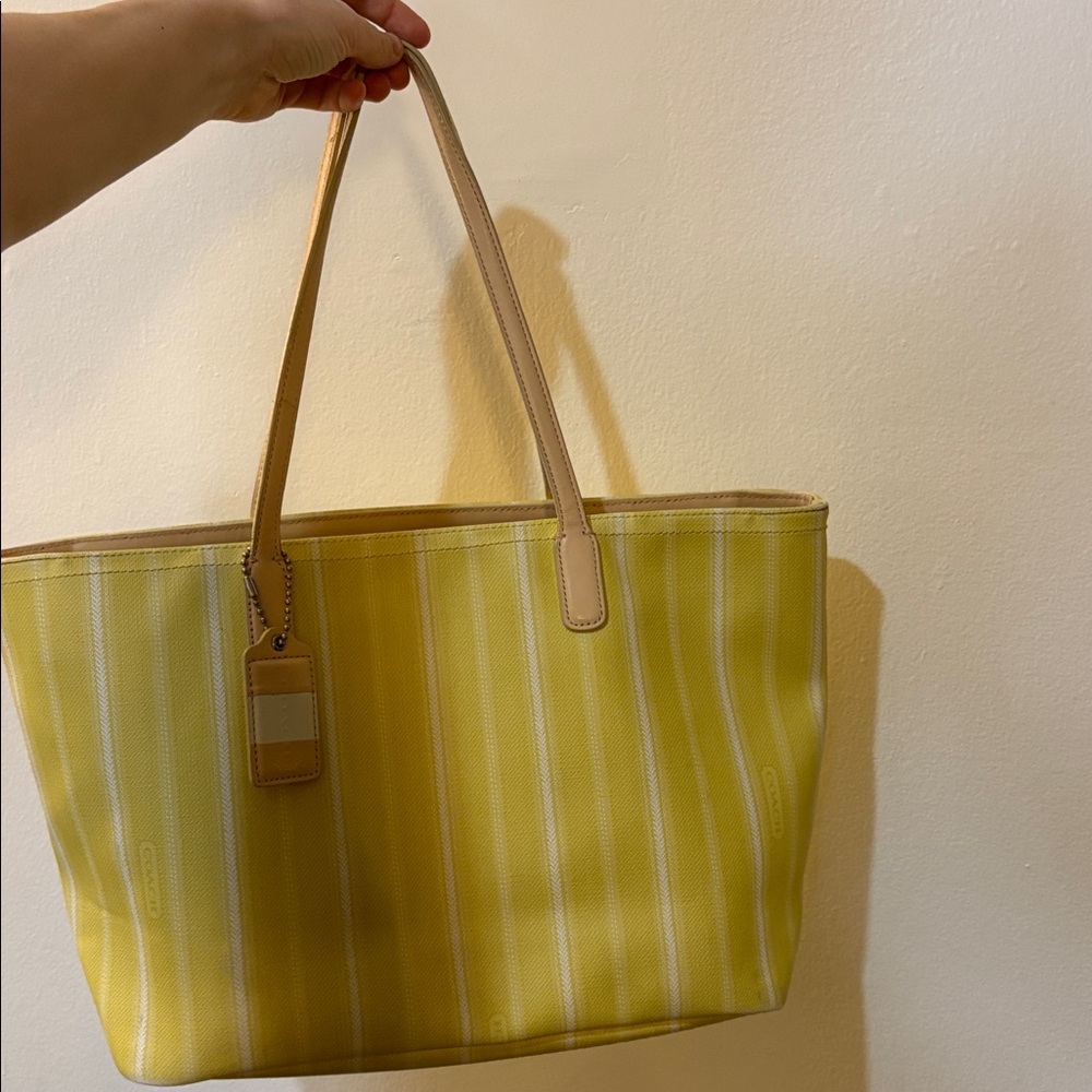 Coach legacy Yellow and Cream Striped Tote - Picture 3 of 13